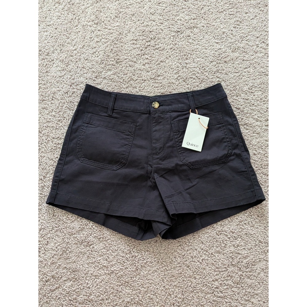 Quince Stretch Cotton Chino Patch Pocket Shorts Black Size 4 (Fits 29) NWT